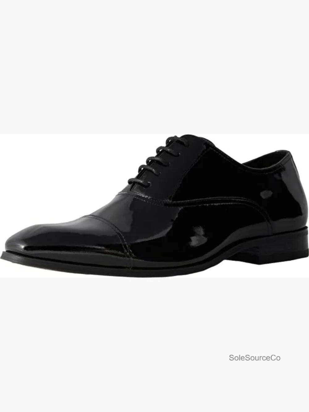 Patent Leather Cap Toe Oxfords with Memory Foam Cushioning, Lace-Up Dress Shoes